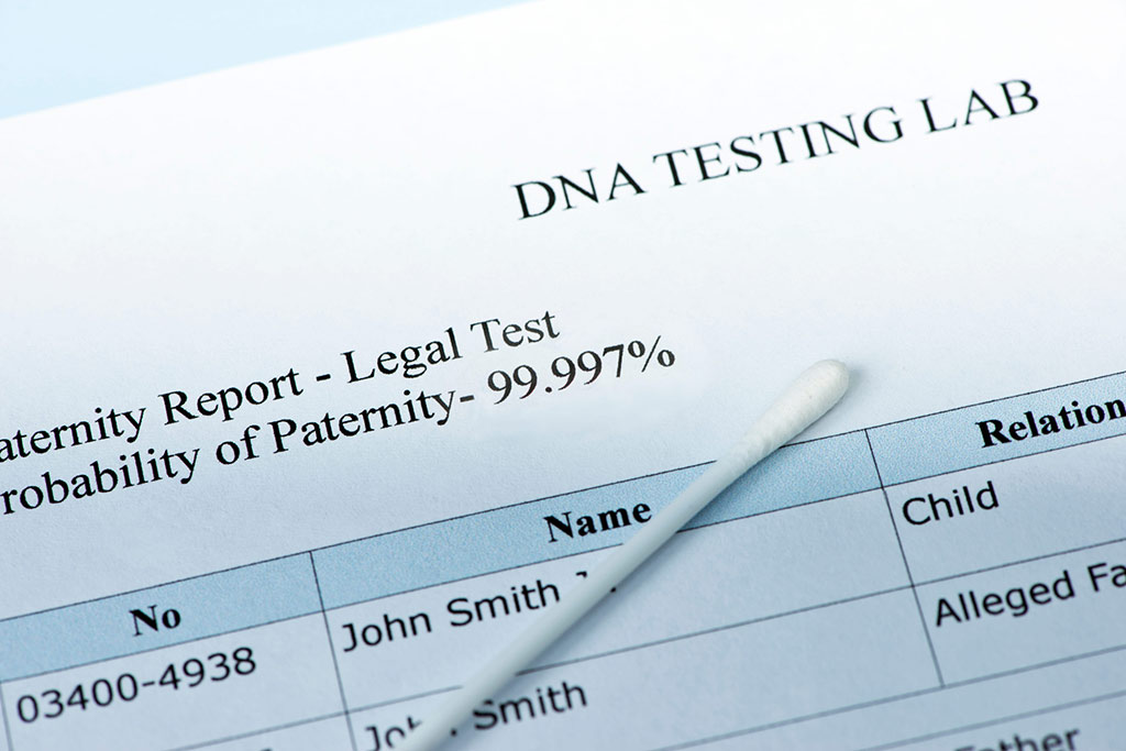 Paternity test resultswith sample swab